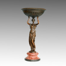 Vase Statue Lady Salver Bronze Jardiniere Sculpture, Milo TPE-589